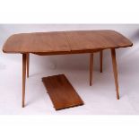 Ercol elm and beech extending dining table with two leaves, 225 x 82cms fully extended, together