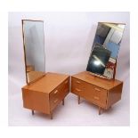 Two mid-century Stag 2-drawer chests with mirrors, both 76cms wide (2)