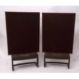 Pair of quad ESL-63 electrostatic loudspeakers on stands, serial nos 7408 and 7409, 66cms wide x