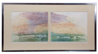 AR DEREK H WILKINSON (1929-2001) "Fell *** in winter sunlight" coloured etching/aquatint, diptych,