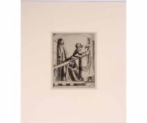 AR FREDERICK AUSTIN, ARE (1902-1990) Female worker with seated gent black and white etching 16 x