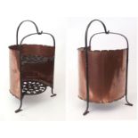 W A S Benson & Co, copper and cast iron Arts and Crafts Dutch oven stand, 54cm high