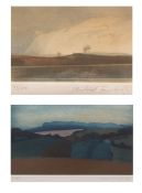 AR MICHAEL FAIRCLOUGH (born 1940) "Hampshire Field - evening" coloured etching and aquatint