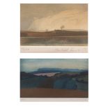 AR MICHAEL FAIRCLOUGH (born 1940) "Hampshire Field - evening" coloured etching and aquatint