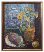 AR YVONNE MOTTET (1906-1968) Still Life Study of plant, pineapple etc oil on canvas, signed lower