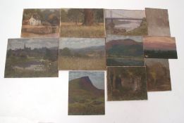 AR RONALD BENHAM, RBA, NEAC (1915-1993) Landscape studies group of eleven oils on board/canvas, some