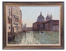 AR DICK WILLIAMS (20th century) "Santa Maria della Salute, Venice" oil on board, signed lower