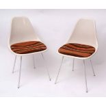 Pair of mid-century Arkana Tulip chairs, model No 103, with original striped cushion pads (2)