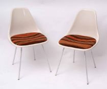 Pair of mid-century Arkana Tulip chairs, model No 103, with original striped cushion pads (2)