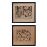 AR H GLICENSTEIN Biblical scenes two black and white etchings, both signed in pencil to lower margin