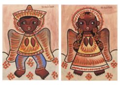 AR JOSE LA DE SERVIN (20th century) Boy and girl pair of watercolours, both signed top right 49 x