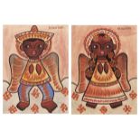 AR JOSE LA DE SERVIN (20th century) Boy and girl pair of watercolours, both signed top right 49 x