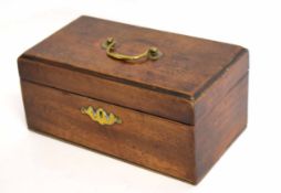 Late 19th century wooden box with brass handle, 22cms long