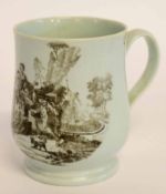 Liverpool (Reid or Chaffers) bell-shaped mug with strap handle printed in black with l'amour after