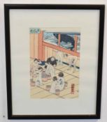 Japanese School, group of four coloured prints, Erotic scenes and others, assorted sizes (4)