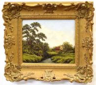 Cyril Boyland Turner, oil on canvas, "Forncett, Norfolk", 14 x 16cms, Provenance: Mandell's Gallery,