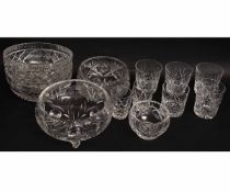 Collection of 20th century lead crystal wares including bowls, whisky tumblers etc
