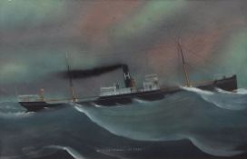 Luigi Roberto, gouache, signed and dated 1913 lower left, further inscribed with title, "SS Trelawny