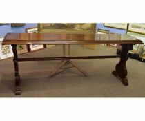 19th century mahogany narrow rectangular table with decorative pierced and shaped ends, with