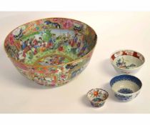 Large 19th century Cantonese famille rose bowl decorated with Chinese figures in various settings,