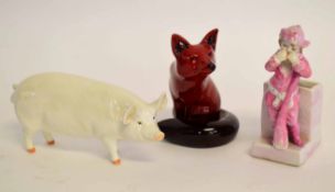 Beswick pig entitled "CH Wall Queen", together with a Royal Doulton flambe fox and a further