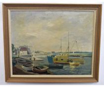 John Tuck, signed oil on board, View of Wells, 39 x 49cms