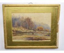 E M, monogrammed watercolour, "A corner of the River Lane, Winter effect", 18 x 24cms