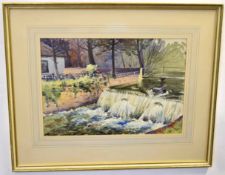 Brian M Wigger, signed watercolour, "Sluice on the River Yare, Cringleford", 35 x 50cms