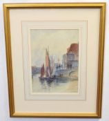 Thomas Calvering Alder, signed watercolour, The Harbour, Whitby, 28 x 20cms