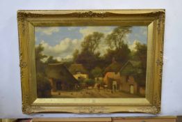 Charles Vickers, signed oil on canvas, Cockington Village, 50 x 75cms