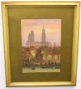 Leonard Lewis, signed and indistinctly dated watercolour, Rouen Quay, 36 x 25cms