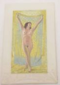 Krys Leach, signed verso, oil on board, "Light curtain I", 36 x 18cms, unframed