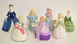 Collection of modern Royal Doulton figurines mainly of girls or young ladies (7)