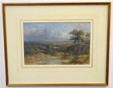 19th century English School watercolour, Extensive landscape, 19 x 29cms