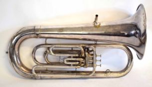 Cased Besson & Co A-class Tuba, 88cms long, (a/f)