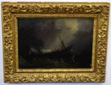 19th century English School oil on canvas, Stormy seascape, 19 x 26cms