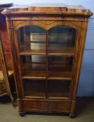 19th century mahogany display cabinet with single glazed six panelled door to front with a full