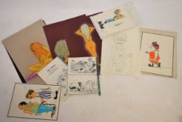 B Childs, many signed, collection of assorted illustrations, cartoons and watercolours, assorted