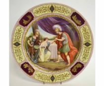 Large Vienna style charger, decorated with a classical scene with title in gilt to base, the borders