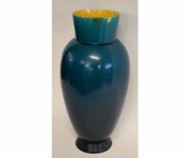 Large baluster vase, probably Bermantofts, decorated with a turquoise or green streaked glaze