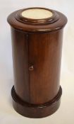 Victorian mahogany cylinder pot cupboard with marble inset top with single door with turned knob