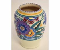 Poole Pottery baluster vase, mid-20th century, with blue bird design, probably by Truda Carter,