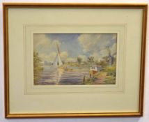 Leslie Scantlebury, signed watercolour, Broadland scene, 15 x 24cms