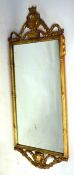 Reproduction gilt Adam style rectangular wall mirror with urn and ribbon top, with reeded frame,