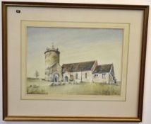 Roy Haydon, signed watercolour, "Church of St Andrew, Little Snoring, Norfolk", 23 x 33cms