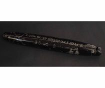 Glass rolling pin with ship decoration, 39cms long