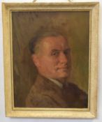 Early 20th century English School oil on canvas, Head and shoulders portrait of a gent, 44 x 34cms