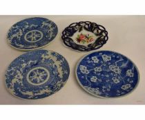 Continental porcelain dish with floral sprays, together with some Oriental dishes decorated with