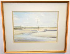 Jason Partner, signed watercolour, "Between Tides, Burnham Overy", 26 x 36cms