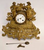 Late 19th century gilt brass mantel clock